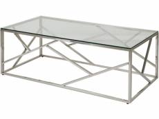 Table basse verre trempé et pieds métal chromé sally 120 cm BOB3248111514420