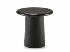 Table d'appoint ronde bois et marbre noir lito
