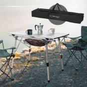 Table de Camping Pliante Argent, 90x51,5 cm, Aluminium,