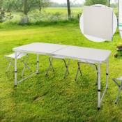 Table Pliante de Jardin Camping avec Poignée - 120x60x55/63/70