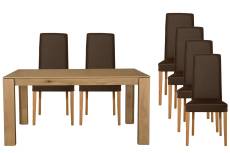 Table rectangulaire extensible L160/247 + 6 chaises cuir