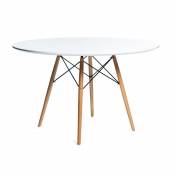 Table ronde scandinave 100 cm laqué blanc et pieds
