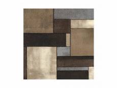Tapis salon tapis carré 140x140 brillance geometrique beige oeko tex idéal pour le salon