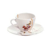 Tasse à café Kintsugi / Set tasse à café avec soucoupe - Seletti blanc en céramique