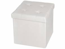 Tectake cube coffre de rangement pliable aspect cuir 38x38x38cm - blanc 401473
