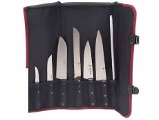 Trousse de couteaux pour chef professionnel avec 7 poches coloris noir