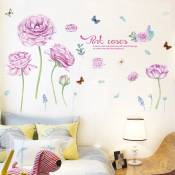 Un lot de Stickers Muraux fleurs papillons romantiques Autocollants Muraux pour Salons Chambres Bureaux Décoration Murale