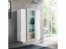 Vaisselier vitrine de salon moderne 120 cm design blanc brillant gris corona AHD Amazing Home Design