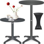 2in1 table haute table de bistrot aluminium plateau inox réglable en hauteur 70cm / 115cm table de fête In & Outdoor mariage réception anthracite / ø