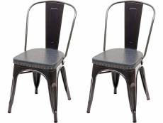 2x chaises de salle à manger cuisine style industriel métal noir et synthétique gris cds04456