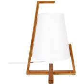 Atmosphera - Lampe à poser en bambou Life - h. 31,5 cm - Diam. 21,4 x 31,5 - Blanc