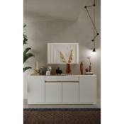 Azura Home Design - Buffet fantasy Blanc laqué/chêne Cadiz 205 cm
