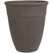 Beliani - Cache-Pot Marron en Forme de Vase Diamètre 43 cm Pot de Fleurs en Pierre et Polyrésine de Style Vintage Idéal pour Extérieur et Intérieur