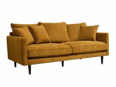 Canapé 3 places en bois aggloméré, pin et mousse en polyuréthane coloris jaune ocre - longueur 194 x profondeur 96 x hauteur 85 cm