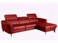 Canapé d'angle en cuir de luxe italien 5 places berti, rouge foncé, angle droit (vu de face)