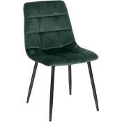 Chaise de salle à manger Tilde avec Piètement en métal noir Velours Vert