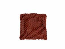 Coussin tricote carre acrylique rouge - l 40 x l 40 x h 4 cm