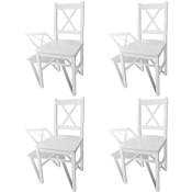 Décoshop26 - Lot de 4 chaises de salle à manger cuisine design simple en bois de pin blanc