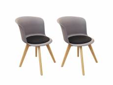 Enael - lot de 2 chaises grises avec assise noire
