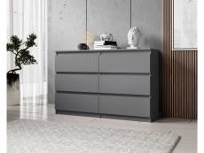 FURNIX commode/ meuble de rangement Arenal avec 6 tiroirs 120 x 37 x 76 cm anthracite style moderne