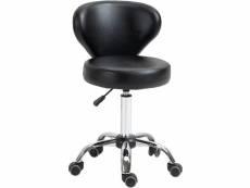 Homcom tabouret de massage - tabouret de travail pivotant 360° - assise réglable 49-64h cm, dossier ergonomique - métal chromé revêtement synthétique