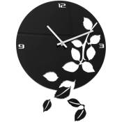 Horloge murale Feuilles Noir - Acrylique - Noir