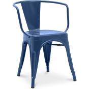 Industrial Style - Chaise de salle à manger avec accoudoirs - Design industriel - Acier - Nouvelle édition - Stylix Bleu foncé - Acier - Bleu foncé