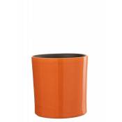 Jolipa - Cache pot en céramique orange 21x21x21 cm