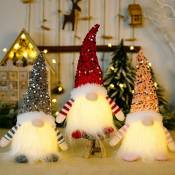 Jusch - 3Pc Gnome De Noel Lumineux,Lutin Farceur De Noel En Peluche,Lutin De Noel Decoration Gnome,Mini Elfe De Noel, Suédois Faits à La Main De Pere