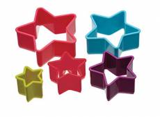 KitchenCraft Colourworks Plastic Star Shaped Cookie Cutters - Set of 5