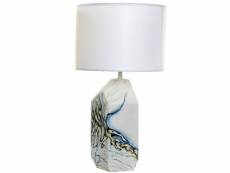 Lampe motif abstrait en céramique abat jour blanc