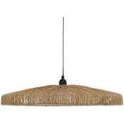 Lampe suspendue, Suspension luminaire en Acier noir et bois de jute coloris naturel - diamètre 58 x Hauteur 10 cm