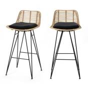 Lot de 2 chaises de bar design en rotin 67cm - Capurgana - Couleur - Naturel Drawer