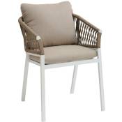 Lot de 2 fauteuils de jardin Oriengo taupe & blanc en aluminium et mailles tressées - Hespéride - Taupe / blanc