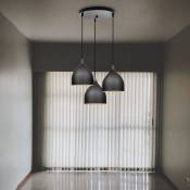 Lustre Suspension de Cuisine Salon Chambre Coucher de Industrielle Suspension Luminaire E27 Éclairage Maison Moderne 3 Lumières - Noir