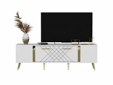 Meuble tv bourgogne 150cm blanc et or