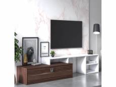 Meuble tv de salon modulable, 160 x 40 x 38 cm, coloris noyer et blanc 8052773562492
