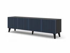Meuble tv meuble hi-fi sur pied noir/bleu marine 200x42x56cm ravi f peint pied noir