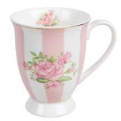 Mug en porcelaine blanche motif fleuri roses 12x8x10cm