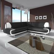 MUZA - Canapé d'angle design en simili cuir noir et