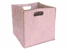 Panier cube en feutre - 2 poignées - rose blush - 31x31x31cm