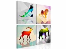 Paris prix - tableau imprimé 4 panneaux "colourful animals" 60 x 60 cm