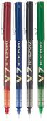 Pilot BX V7 assortis Lot stylo roller Hi-Tecpoint Fine pointe 0,7 mm pointe Largeur de ligne 0,5 mm (1 de chaque 4 couleurs – noir rouge bleu vert)