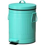 Poubelle vintage avec couvercle - 12 litres/3,2 gallons avec couvercle à fermeture douce - Poubelle ronde avec poignée - Grande poubelle, bleu vert