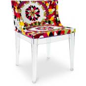 Privatefloor - Chaise de salle à manger - Transparent - Design avec accoudoirs - Miss Style Transparent - pc, Bois, Lin, Tissu, Plastique, Bois