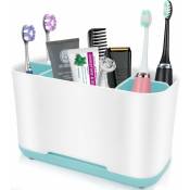 Rangement multifonctionnel amovible en plastique, facile à nettoyer, grande bote de rangement pour brosse à dents électrique et dentifrice (bleu)
