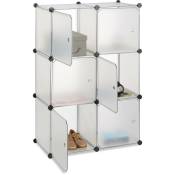 Relaxdays - tagère cubes penderie armoire rangement 6 casiers plastique modulable diy HxlxP: 105x70x35 cm, transparent