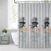 Rideau de douche aux impressions Zen - Gris clair - 180 x 180 cm