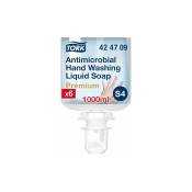 Savon liquide mains Tork Premium Antimicrobien, pour distributeur S4 - Cartouche de 1 l. - Lot de 6