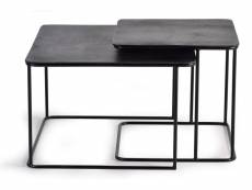 Set de 2 tables basses en métal coloris noir / bronze